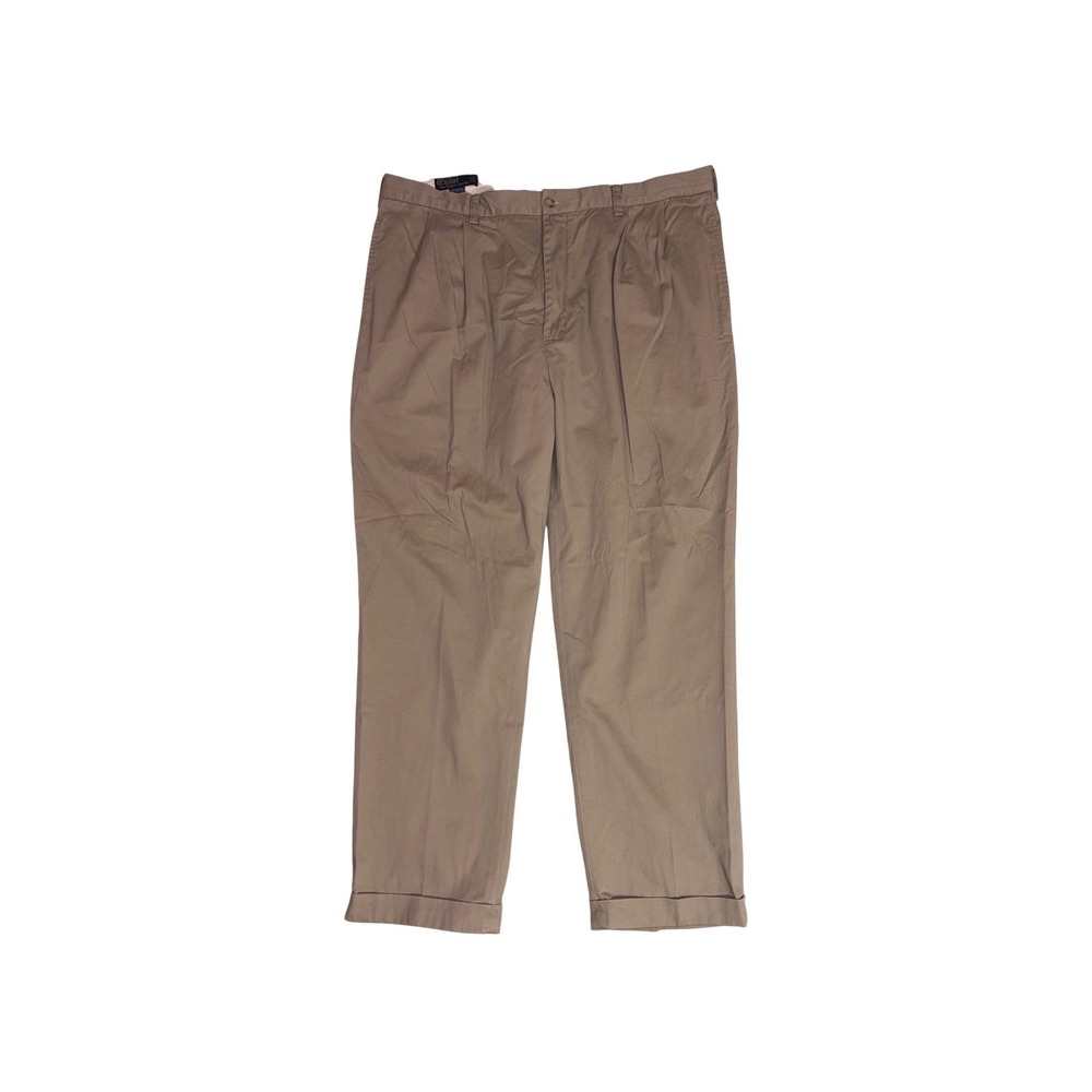 POLO RALPH LAUREN Hammond Pant Mens 40x30 Tan Pleated Cuffed‎ Chino Cotton Khaki